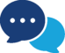 chat-icon Two overlapping speech bubbles, one dark blue with an ellipsis, representing a chat or messaging feature.