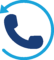 phone-circle-icon Blue telephone handset with a circular arrow, indicating call back or phone support.
